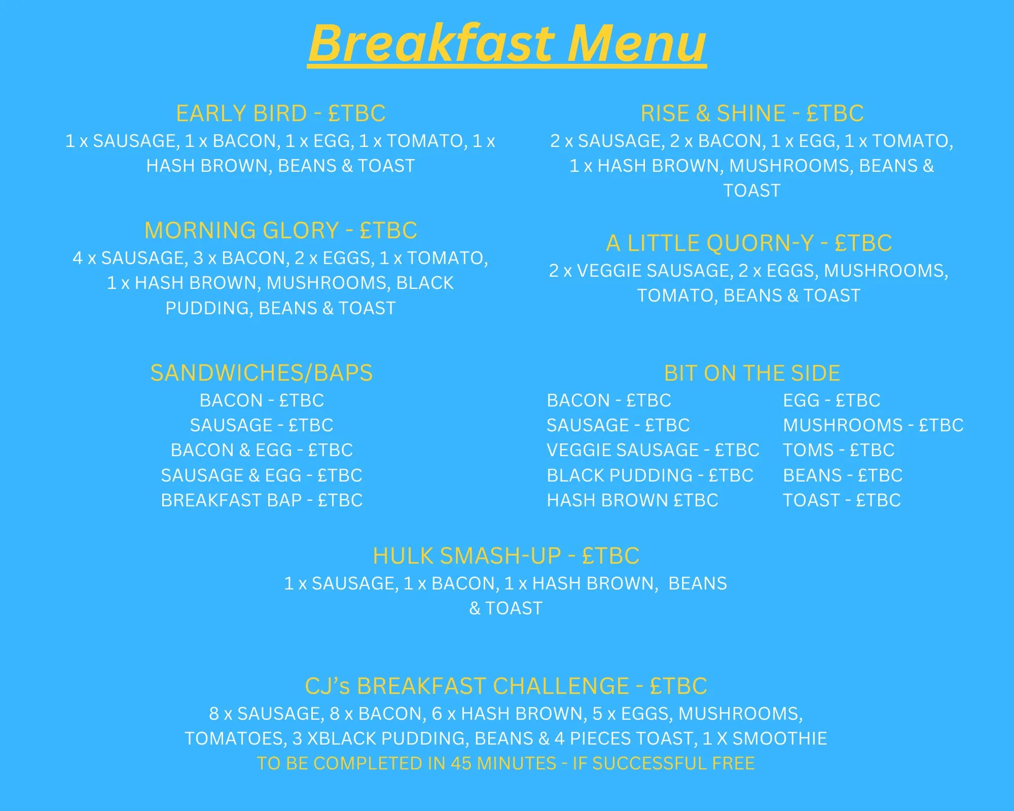 breakfast menu